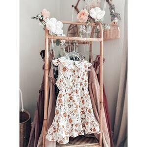 New Darling Earthy Floral Floaty Peter Pan Collared Dress